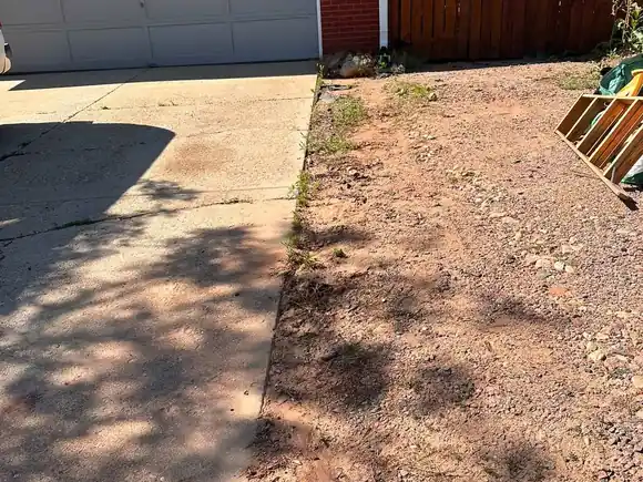 After: the same driveway and side yard completely cleared